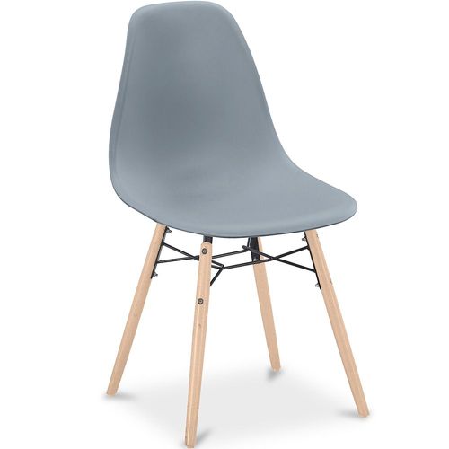 Chaise de Salle à Manger - Design Scandinave - Pieds en Bois - Lumi Gris clair