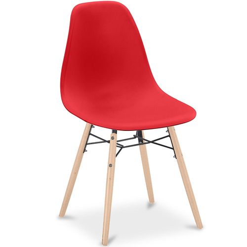 Chaise de Salle à Manger - Design Scandinave - Pieds en Bois - Lumi Rouge