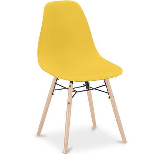 Chaise de Salle à Manger - Design Scandinave - Pieds en Bois - Lumi Jaune