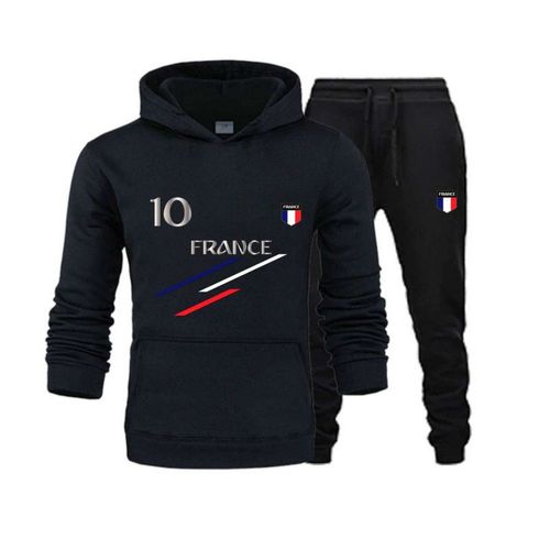 Jogging Survêtement Foot France Enfant Noir (Taille 5-6 Ans,Couleur Noir)