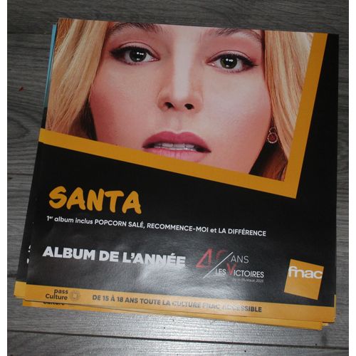 Rare Plc Souple 30x30cm Santa Popcorn Salé ( Victoires De La Musique - Album De L'Année ) Magasins Fnac