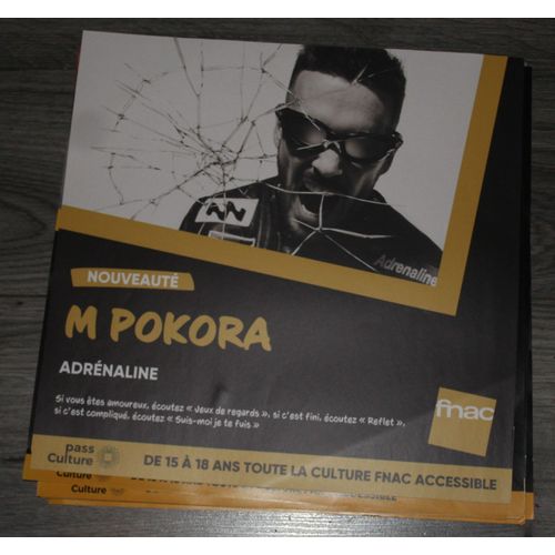 Rare Plv Souple 30x30cm M.Pokora Adrénaline / Magasins Fnac