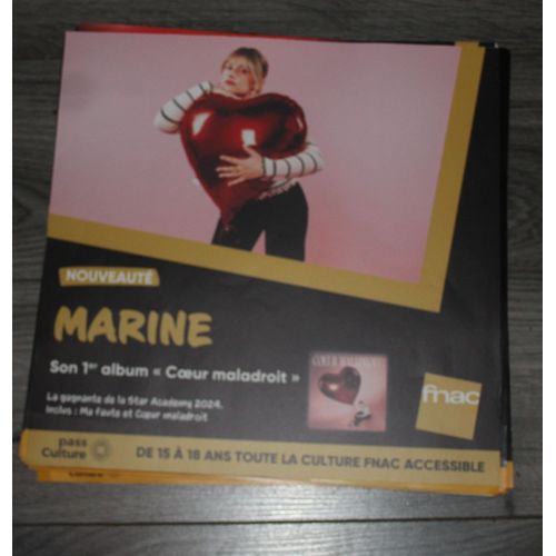 Rare Plv Souple 30x30cm Marine Coeur Maladroit ( Star Academy 2024 ) Magasins Fnac