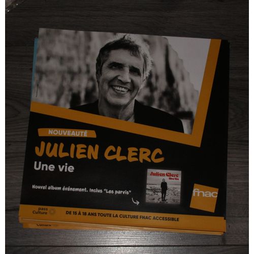 Rare Plv Souple 30x30cm Julien Clerc Une Vie / Magasins Fnac