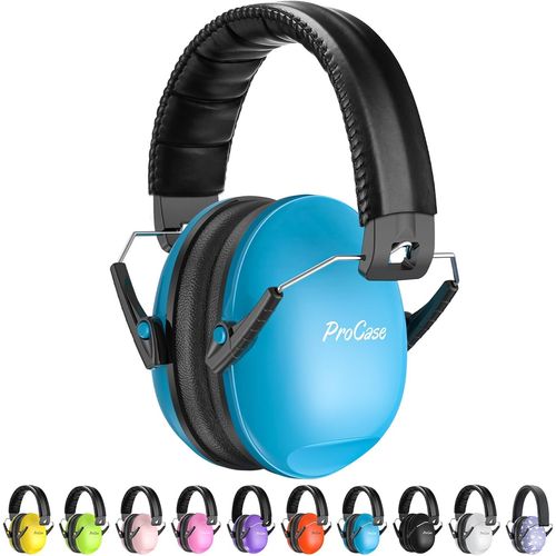 JEXNOVASHOP-Procase Casque Anti Bruit Enfant, Casque Pliable Réglable Confortable, avec Une Atténuation de SNR 34dB, Serre-tête Souple pour Milieu Bruyant ou Stressant-Bleu