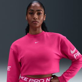 Sweat En Molleton Ample À Col Ras-Du-Cou Dri-Fit Nike Pro Pour Femme - Rose
