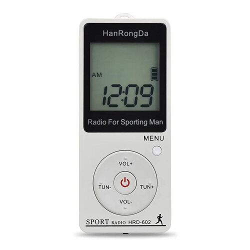 Mini Radio FM AM de poche Portable, avec écouteurs, réveil MP3, écran LCD 2024 pouces, pour baladeur de sport, 1.57 White