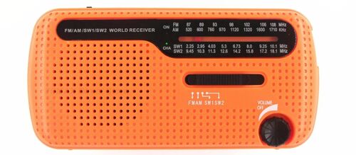 Radio solaire en cas de catastrophe, Radio multifonctionnelle d'urgence, manivelle, Rechargeable, éclairage de lecture LED multifonctionnel HT555SW Orange