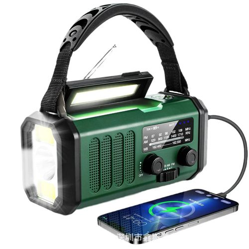 Batterie Externe Solaire À Manivelle, Radio D'urgence 10000mah, Radio Am/Fm/Noaa Avec Lumière Led, Boussole Et Alarme Sos-Générateur Portable Army Green Case