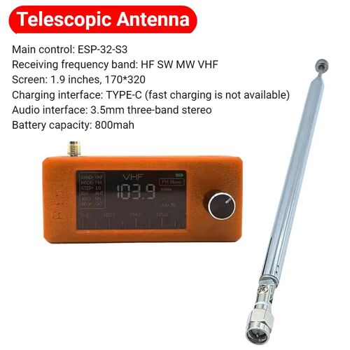 Mini radio de poche avec antenne, récepteur radio toutes bandes, SI4732, LSB, USB, AM, FM, FM, AM, VHF, HF, SW, MW, 0.5-108MHz, 2 pièces StyleC