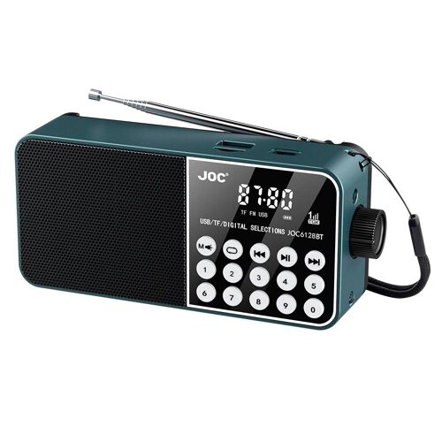 Radio Portable sans fil BT 5.4 FM, affichage numérique LED, prise en charge de la carte TF, lecteur MP3, clé USB, écran LCD, haut-parleur pour Camping Bleu