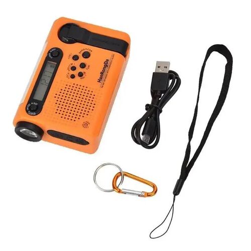 Radio solaire Portable AM/FM/SW à manivelle, Radio d'urgence météo 3 en 1, batterie externe 2000mAh, chargeur de téléphone, lampe de poche pour le Camping Orange