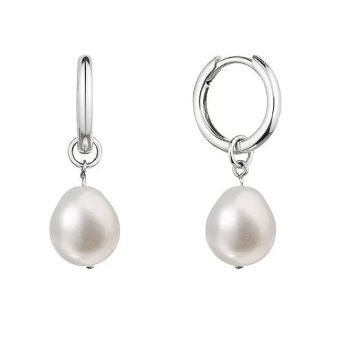 Boucles D'oreilles Argent 2en1 Avec Perles Véritables Baroque 21106.1