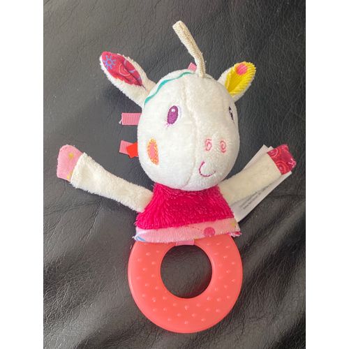 Hochet De Dentition La Licorne Rose Et Blanche Lilipputien 15cm