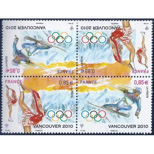 Jeux Olympiques D'Hiver À Vancouver 2 Paires Tête Bêche Se Tenant 4436a Année 2010 N° 4436 4437 Yvert Et Tellier Luxe (Soit 4 Timbres)