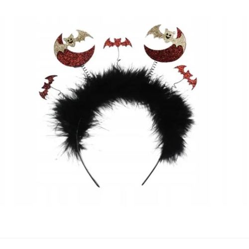 Diadème Halloween Éblouissant Avec Chauves-Souris En Paillettes Et Plumes