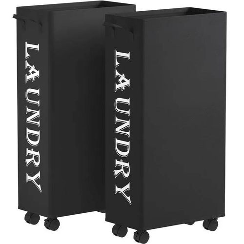 Lifewit Panier à Linge Pliable sur Roulettes avec Poignées 75 L 2 Pièces Noir