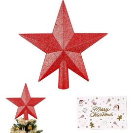 Étoile de Noël Rouge Pailletée de 20 cm pour le Sapin