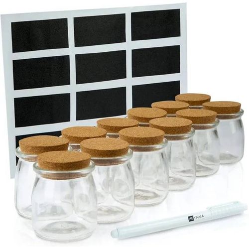 Lot De 12 Pots Avec Étiquettes Et Stylo 150 Ml