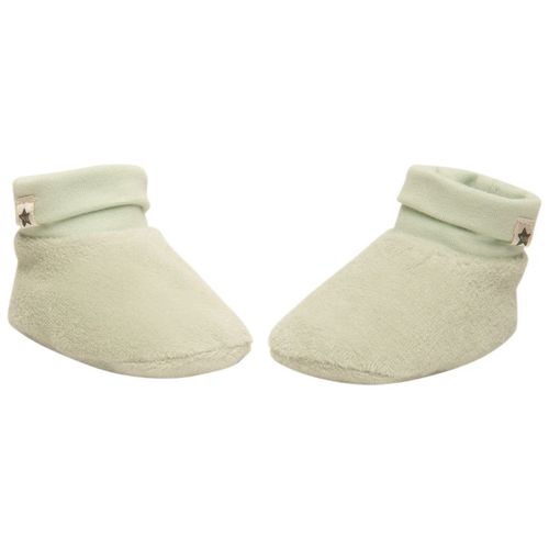 Chaussons En Velours Avec Col Ajustable Pour Bébé - Vert Clair