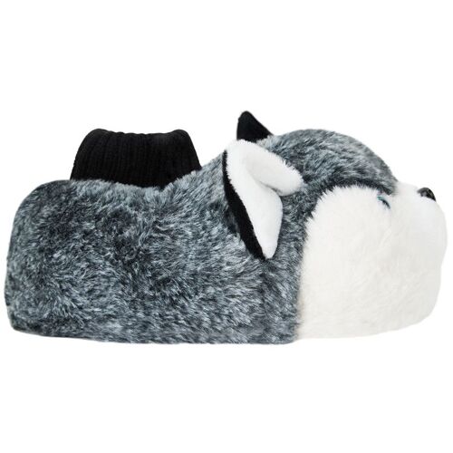 Chausson gris et blanc visuel chien pour garçon - Gris