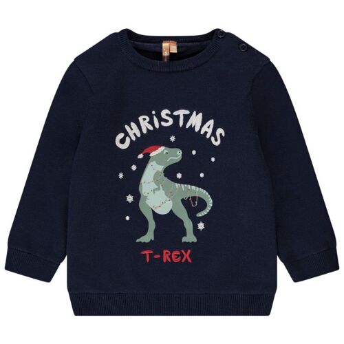 Pull En Velours Christmas T-Rex Pour Bébé Garçon - Bleu Marine