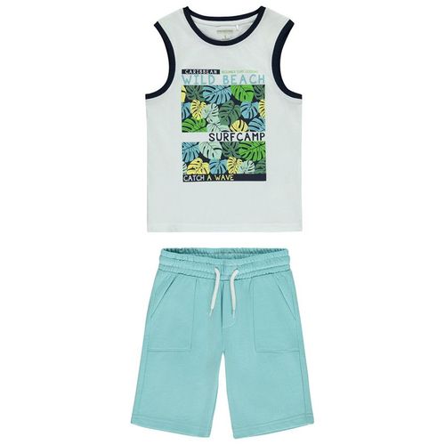 Ensemble Débardeur Fantaisie + Short Uni En Molleton Pour Garçon - Blanc
