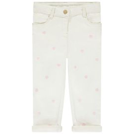 Jean Effet Denim Avec Broderie Fantaisie Pour Bébé Fille - Ecru