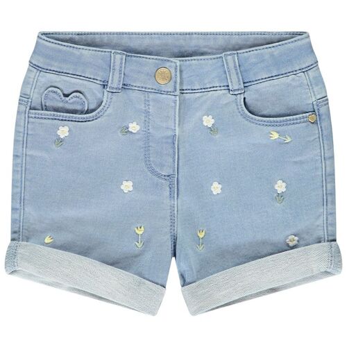 Short Effet Denim Avec Broderie Fantaisie Pour Bébé Fille - Bleu Bleach