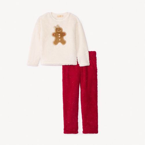 Set Pyjama De Noël En Sherpa Pour Fille - Ecru