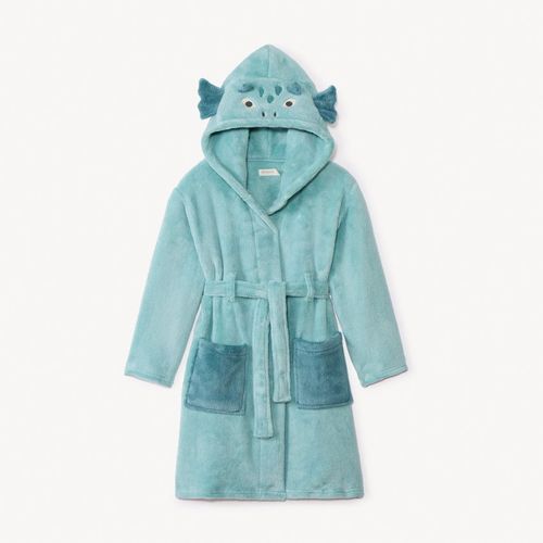 Robe De Chambre En Sherpa Dragon Pour Garçon - Turquoise