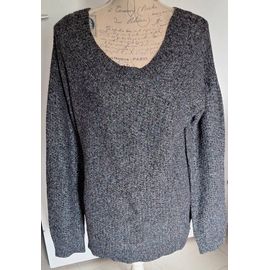 Long Pull Gris Chiné Avec Ouverture Au Dos