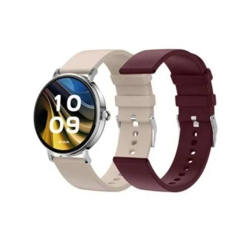 Smartwatch SPC Smartee Duo Velvet Bluetooth 41mm AMOLED Plata Correa Blanca y Borgoña IP68 SpO2