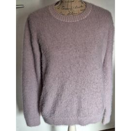 Pull Couleur Lilas À Col Rond Tout Doux Et Poils Apparents