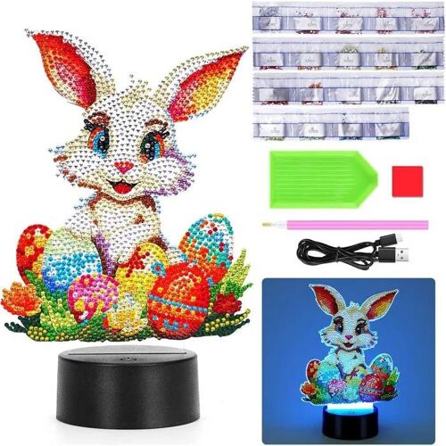 Starnearby Lampe De Chevet Led Pâques Diy Lapin Peinture Diamant