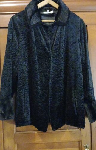 Beau Manteau Mi- Long Gérard Darel Fausse Fourrure Noir .T40.