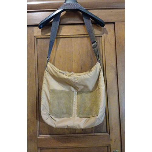 Sac besace Bensimon tissu molletonné marron poches dont 2 en vrai daim