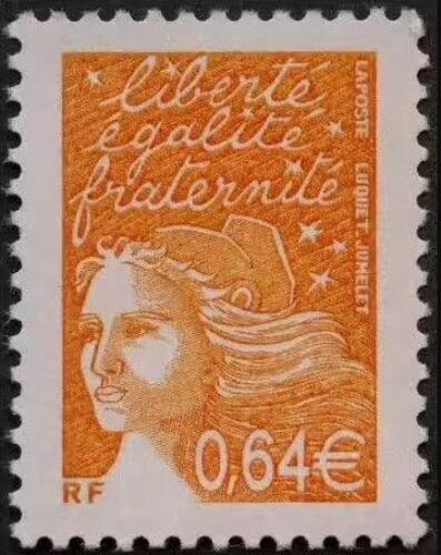 France 2002, Très Beau Timbre Neuf** Luxe Yvert 3452, Marianne De Luquet Ou Marianne Du 14 Juillet, 0.64€ Orange.