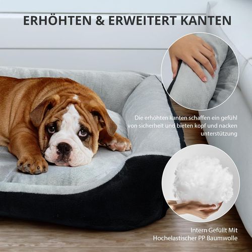 Kalanka-Panier Chien Grande Taille Xl, Base Antidérapante Tapis Chien, Lit Pour Chien Lavable Duveteux, Doux Confortable Respirant Anti-Anxiété Panier Chien -(80 × 60 × 15 Cm Gris)