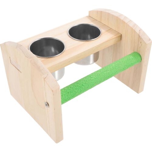 Support A Oiseaux En Bois Pour Perroquets, Perchoir De Table Naturel Avec Coupelles De Nourriture Pour Cages, Jouet Pour Animaux De Compagnie