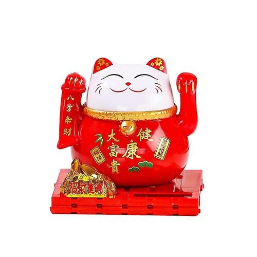 Ornements Solaires De Chat Porte-Bonheur Figurines De Chat A Bras Ondulant Ornement De Figurine Solaire