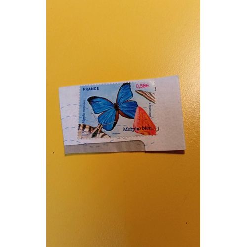 Timbre Papillon Morpho Bleu France Réf Tp 9