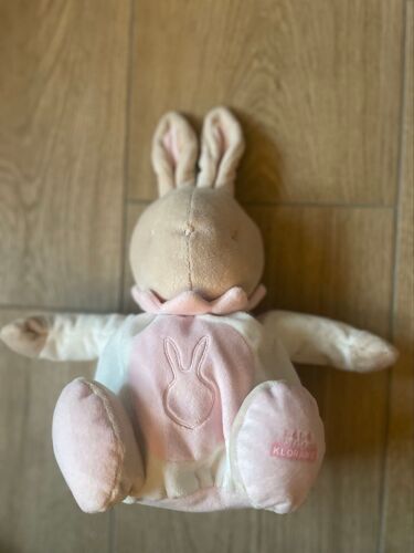 Doudou peluche lapin blanc rose klorane bébé marron