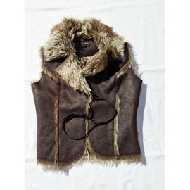 Jolie Veste Sans Manche Femme Imitation Fourrure Et Croute De Cuir Taille S Marque Best Mountain
