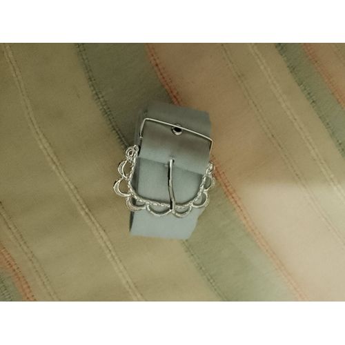 Ceinture En Tissu Bleu Clair Boucle Argentée 38 M Vintage Années 80.