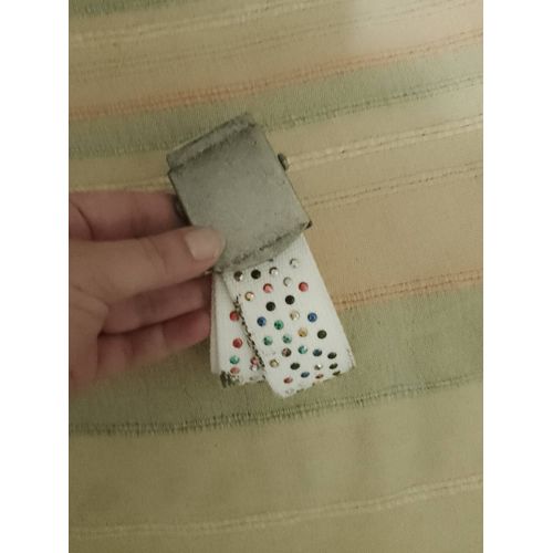Ceinture Blanche Strass Colorées 34/36 Vintage Années 90.