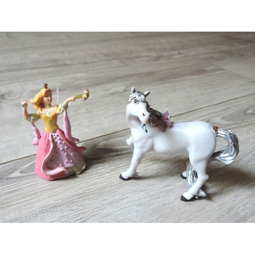 FIGURINES PAPO « LE MONDE ENCHANTE » : FEE ROSE, CHEVAL ARGENTE