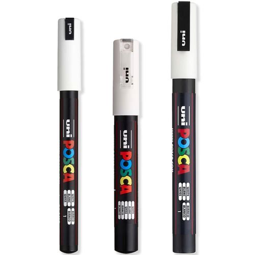 Posca Lot De 3 Marqueurs Peinture Ultra Fine À Fine ¿ Pc-1mr, Pc-1m, Pc-3m Blanc