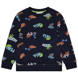 Sweat Imprimé Graffitis Pour Garçon - Bleu Marine