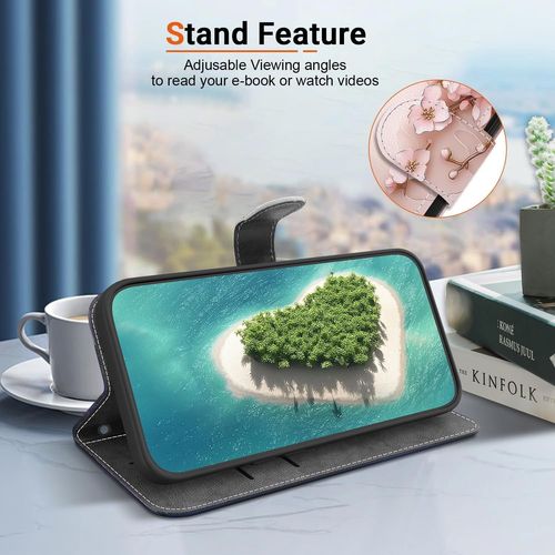 Kalanka-Coque Pour Iphone 16, Etui Protection Premium En Cuir Pu, Esthétique Motif Design Housse Pochette Flip De Portefeuille Avec Emplacements Cartes Fonction Stand Case, Papillon Rose